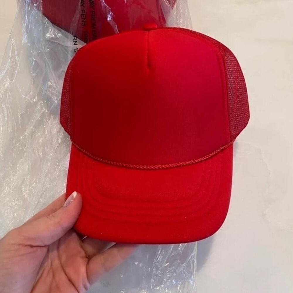 10 Brand New Red Otto Trucker Hats - Blank - Unisex - Adult
